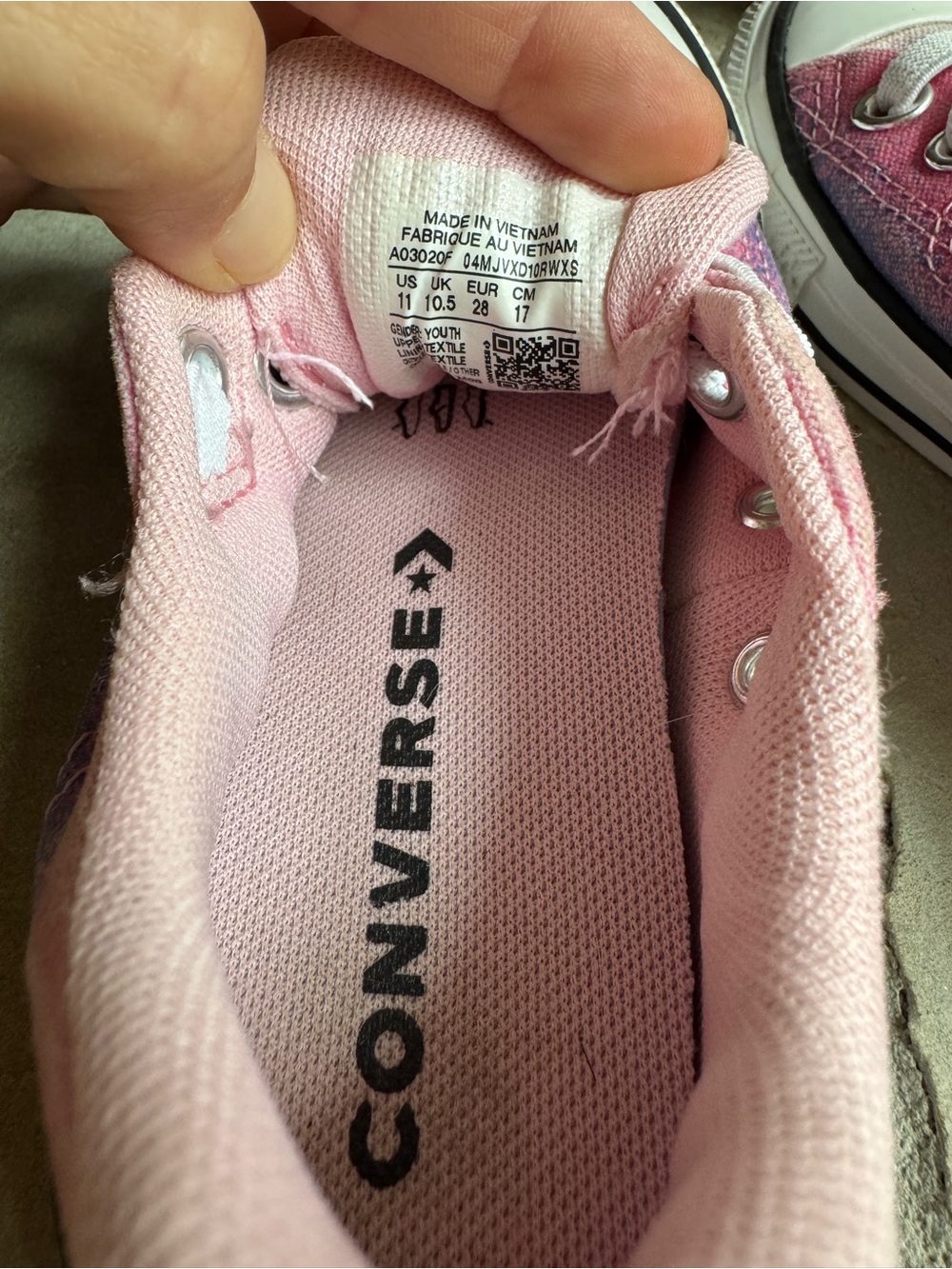 Converse All Star Girls Shoes - Pink and Purple - Elastic Laces - 11C - Picture 6 of 7
